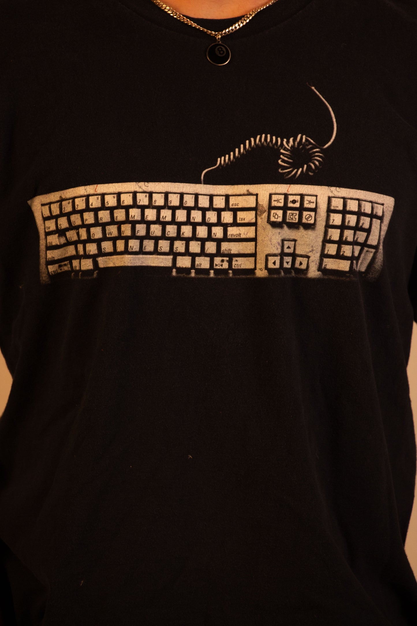 Supreme Keyboard Mind Your Business T Shirt Navy Sz Large